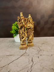 Brass Fine Art Radha Krishna Pair | Divine Eternal Love Statue for Pooja & Vastu Decor
