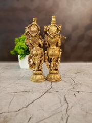 Brass Fine Art Radha Krishna Pair | Divine Eternal Love Statue for Pooja & Vastu Decor