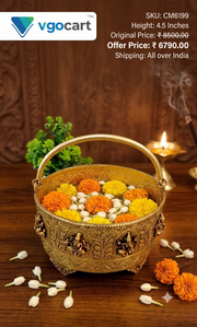 Royal Brass Ashtalakshmi Oval Basket | Premium Divine Pooja Bowl & Vastu Decor