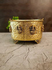 Royal Brass Ashtalakshmi Oval Basket | Premium Divine Pooja Bowl & Vastu Decor