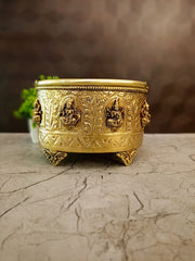 Royal Brass Ashtalakshmi Oval Basket | Premium Divine Pooja Bowl & Vastu Decor