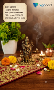 Brass Fine Art Malaysia Murugan Idol | Batu Caves Kartikeya Statue for Pooja & Car Dashboard