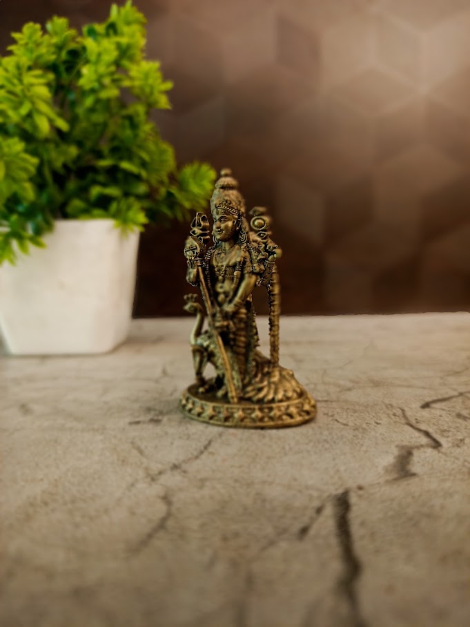 Brass Fine Art Malaysia Murugan Idol | Batu Caves Kartikeya Statue for Pooja & Car Dashboard