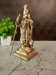 Premium Bronze Raja Murugan Idol | Royal Kartikeya Statue for Pooja & Vastu