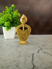 Brass Om Vel | Sacred Murugan Spear with Omkar for Pooja, Vastu & Car Dashboard