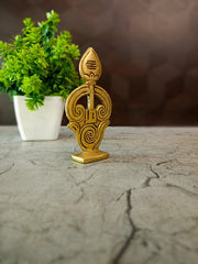 Brass Om Vel | Sacred Murugan Spear with Omkar for Pooja, Vastu & Car Dashboard