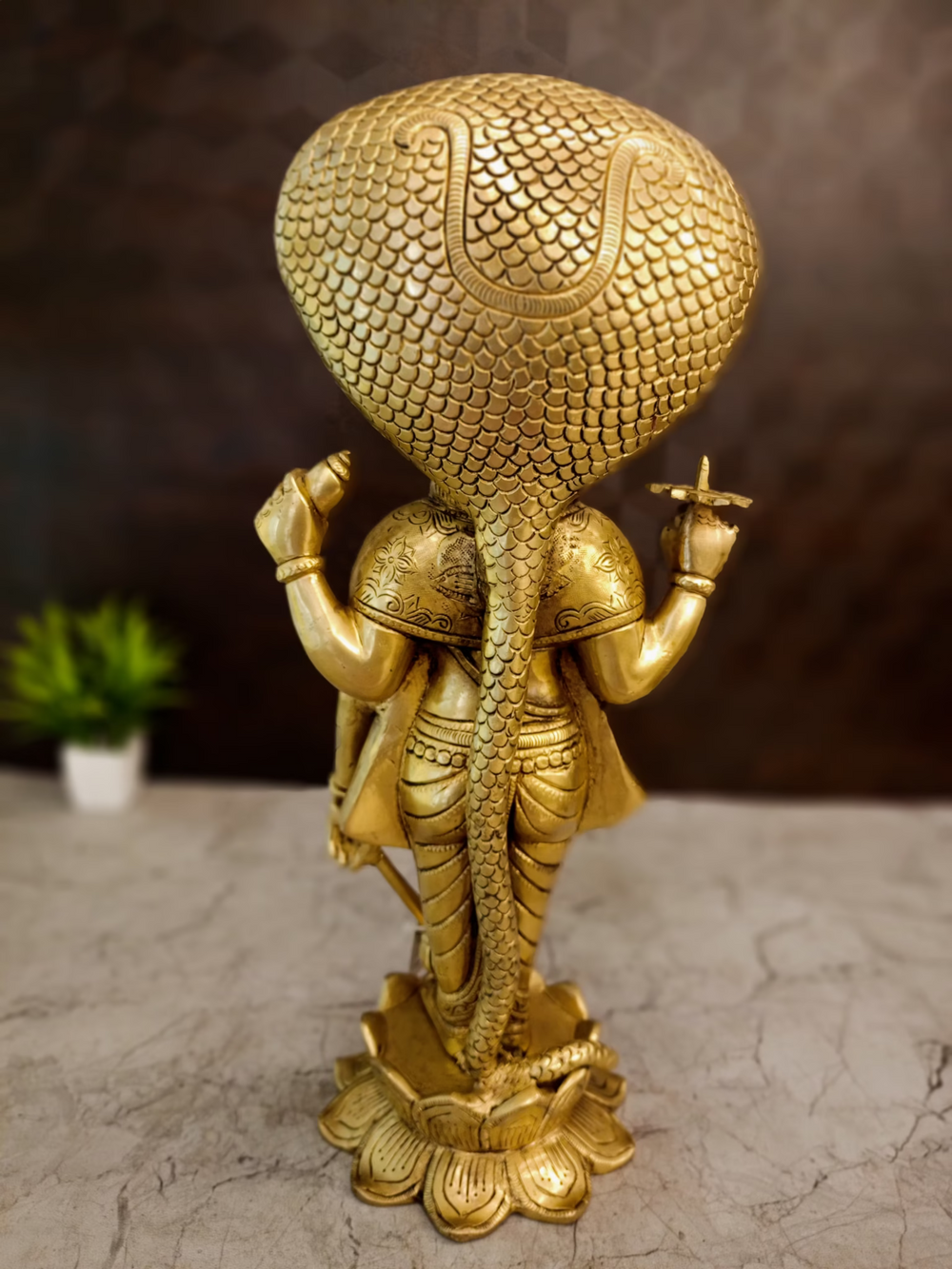 Majestic 17″ Brass Maha Vishnu Idol with Sheshnag