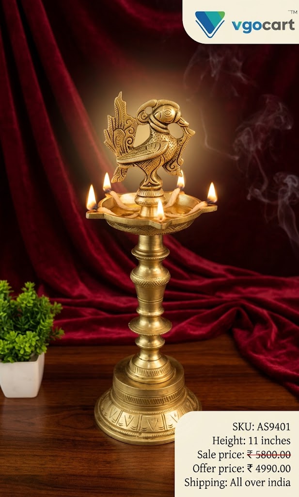 Premium Brass Annam Kuthu Vilakku | Authentic South Indian Standing Deepam for Vastu & Heritage Pooja Decor