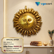 9″ Brass Sun Face Wall Mount | Surya Dev Decorative Wall Hanging for Home, Entrance & Vastu Decor
