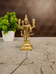 Small Brass Murugan Idol | Miniature Kartikeya Statue for Pooja, Vastu & Car Dashboard