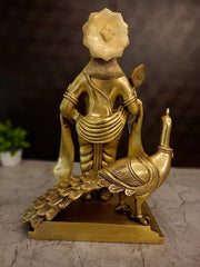 Majestic Brass Deity with Vel & Peacock Murugan