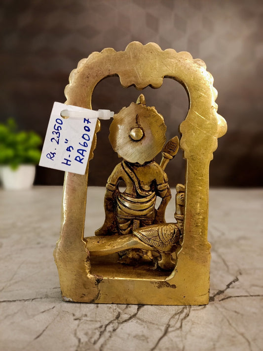 Antique Brass Lord Murugan Swamy with Arch and Peacock
