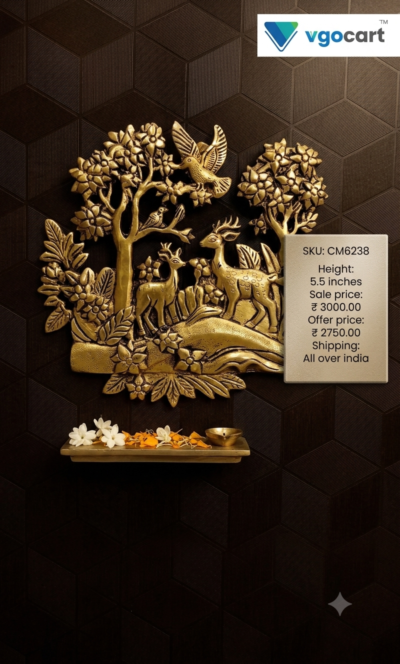 Premium Brass Designer Animal Wall Hanging | Majestic Heritage Wildlife Decor for Home & Vastu Strength