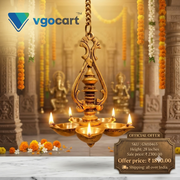 Premium Brass 5-Face Hanging Diya | Traditional Panchamukhi Thooku Vilakku for Vastu & Temple-Grade Decor