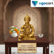 Premium Brass Hanuman Idol on Square Base | Majestic Sitting Anjaneya Statue for Vastu & Unwavering Devotion