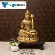 Premium Brass Hanuman on Oval Lotus Base | Sacred Anjaneya Swamy Idol for Vastu Courage & Luxury Mandir Decor