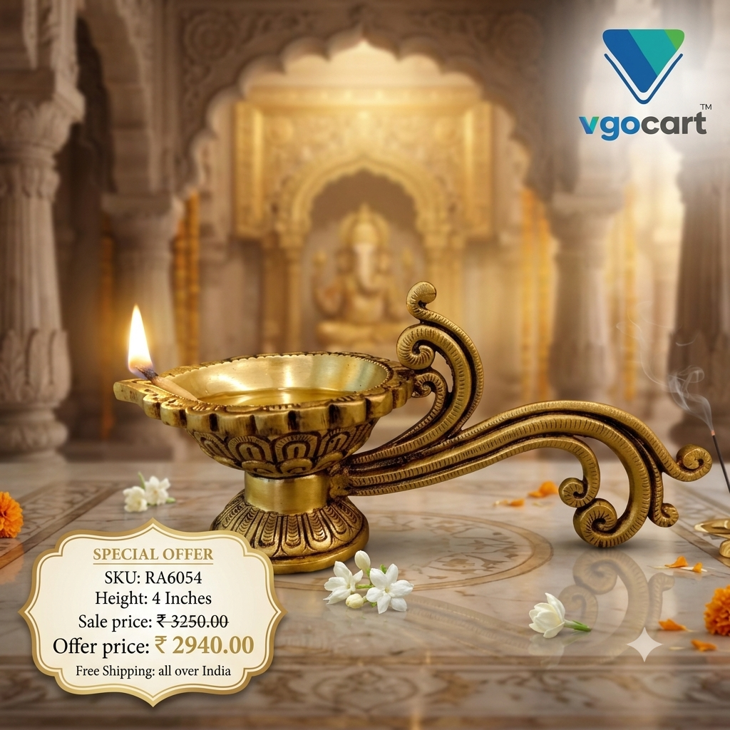 Premium Brass Aarathi Deepam with Peacock Handle | Auspicious Mayil Harathi Lamp for Vastu & Heritage Devotion