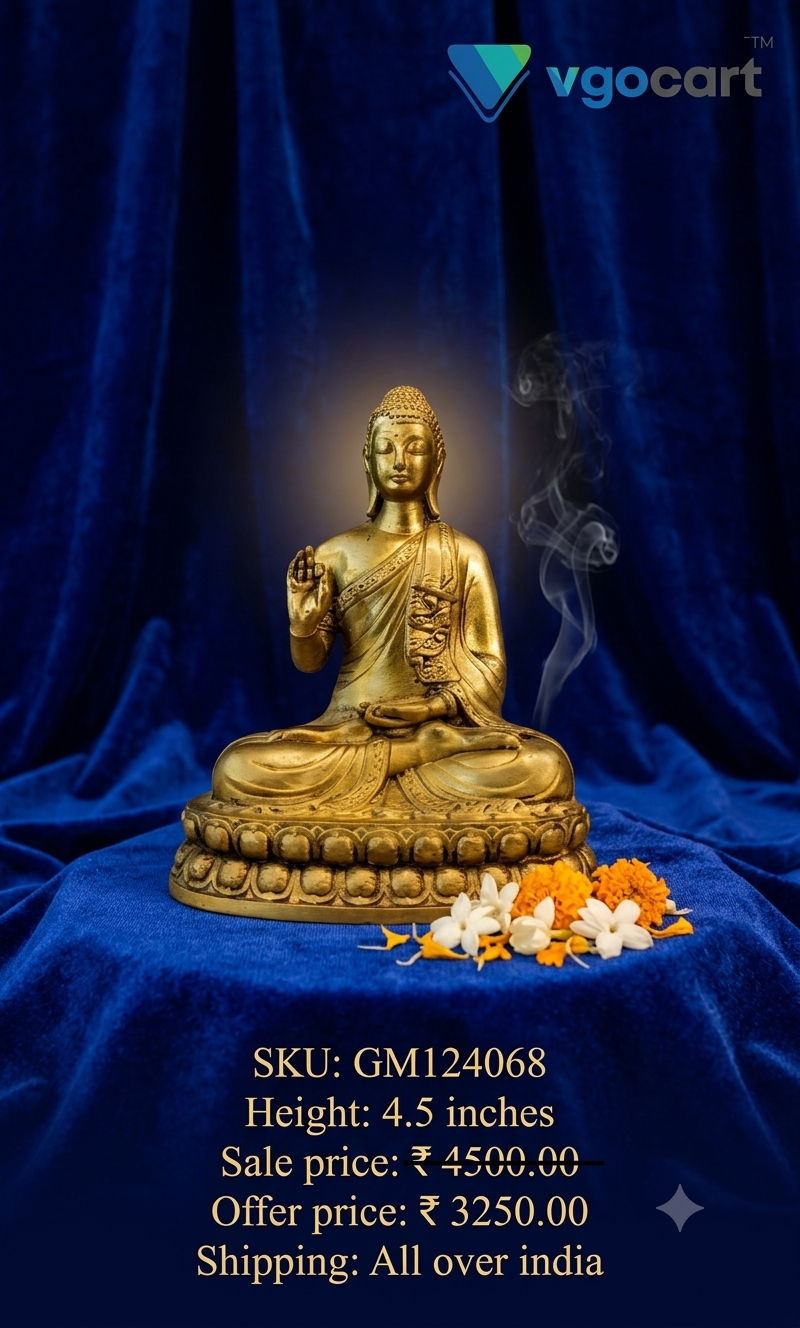 Premium Fine Art Brass Buddha Statue | Serene Meditating Gautam Buddha for Vastu & Luxury Zen Decor