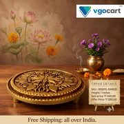 Premium Brass Round Chowki | Exquisite Pooja Peetham Pedestal for Vastu & Luxury Mandir Decor