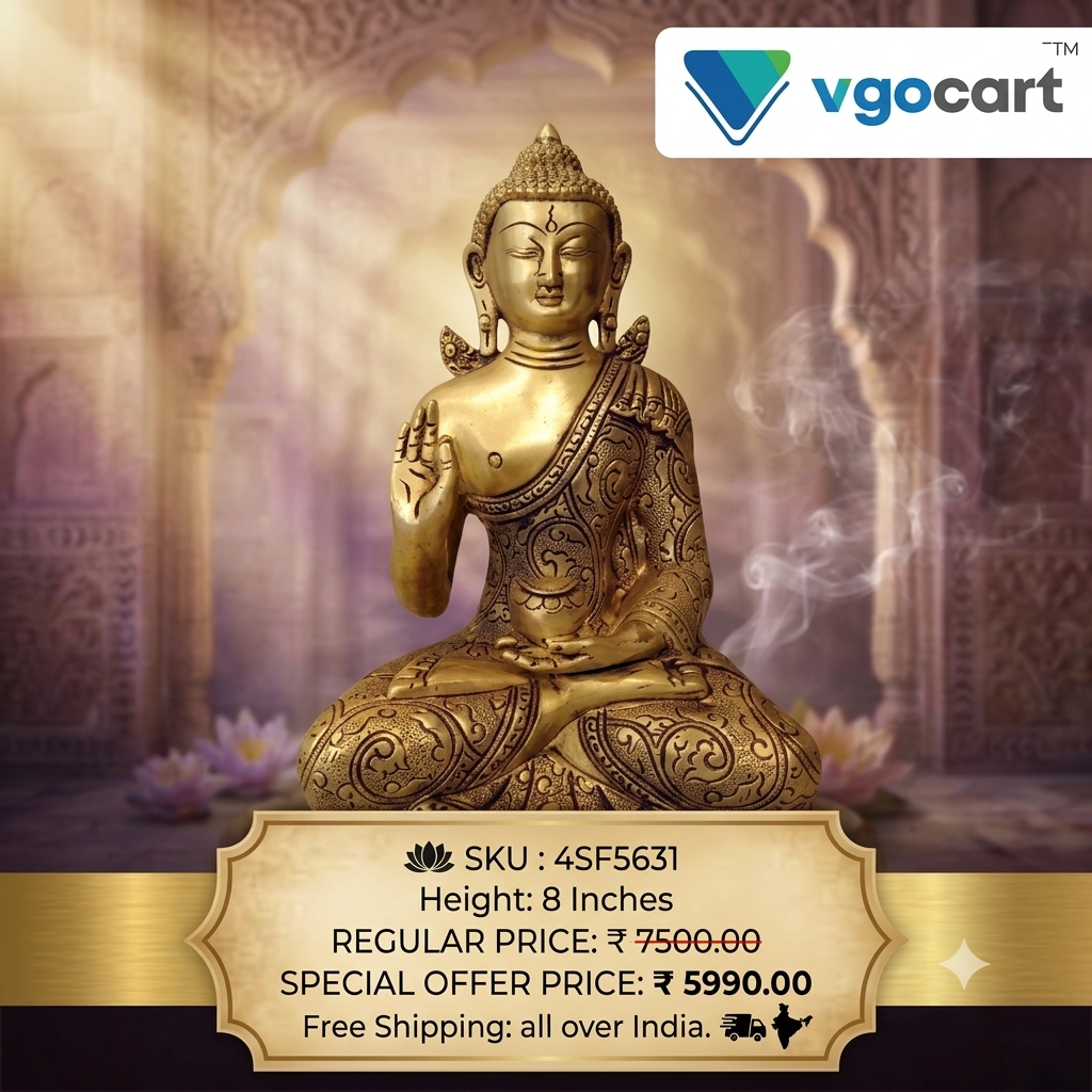 Premium Fine Art Brass Buddha Statue | Serene Zen Masterpiece for Vastu & Luxury Home Decor