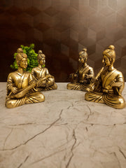 Premium Brass Human Musician Set 5" | Traditional Musical Figurine Showpiece