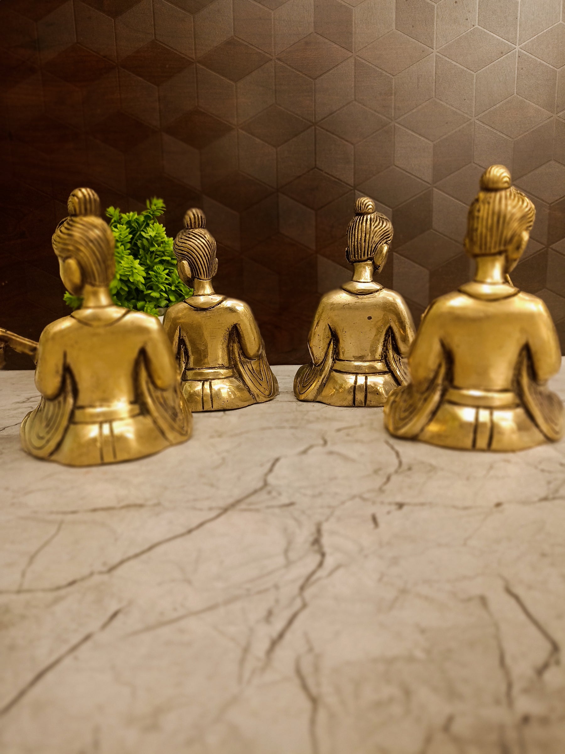 Premium Brass Human Musician Set 5" | Traditional Musical Figurine Showpiece