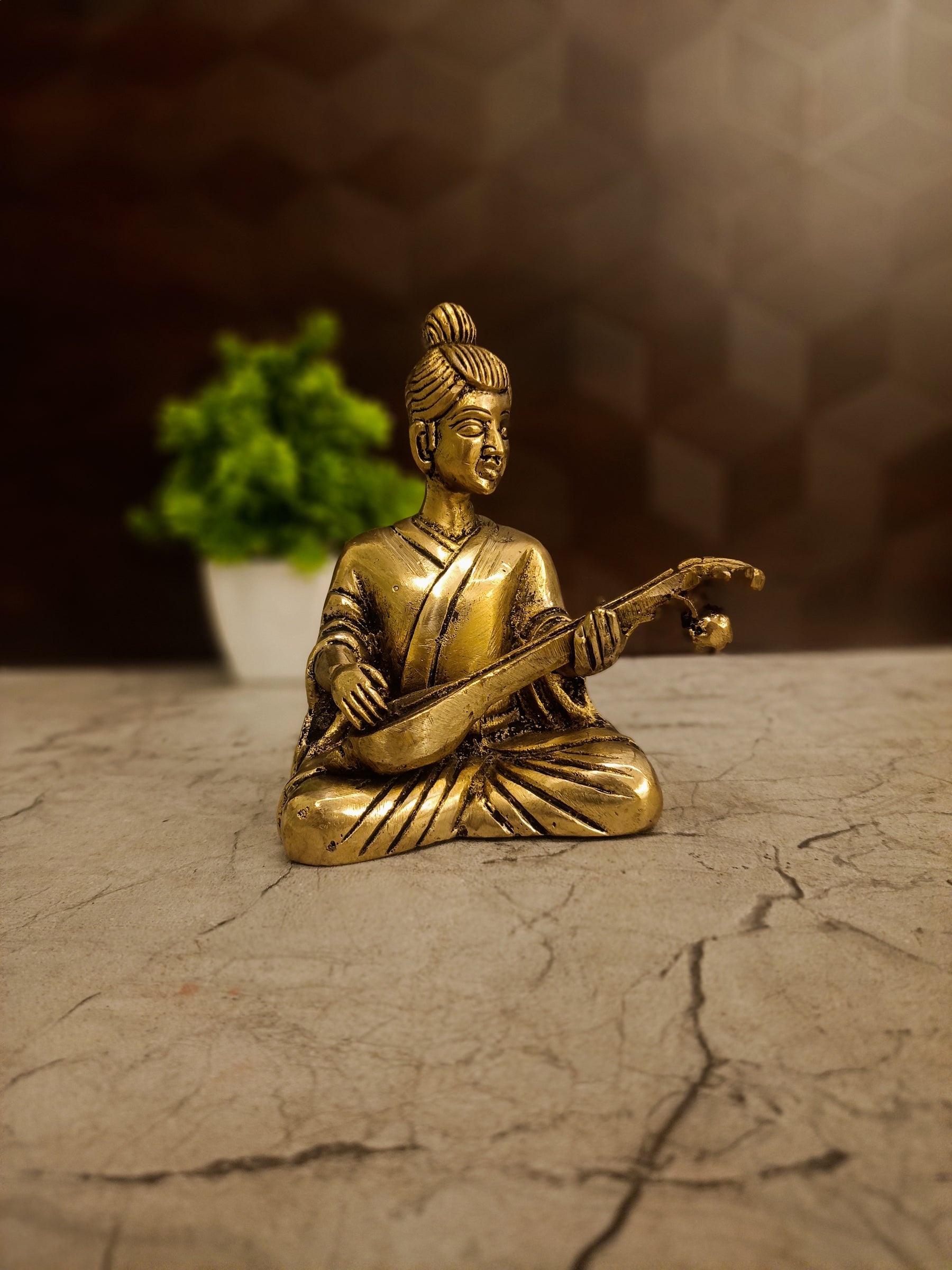 Premium Brass Human Musician Set 5" | Traditional Musical Figurine Showpiece