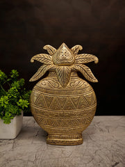 Exclusive Brass Kalasam Wall Mount | Traditional Purna Kalasha Doorway Hanging for Vastu & Temple Decor