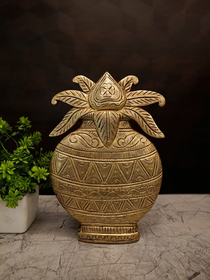 Exclusive Brass Kalasam Wall Mount | Traditional Purna Kalasha Doorway Hanging for Vastu & Temple Decor