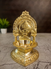 Antique Brass Murugan Vel Deepam | Traditional Lord Murugan Oil Lamp with Vel  | 6 Inch Pooja Decor