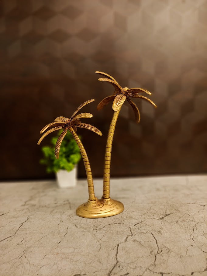 Handcrafted Brass Coconut Tree Showpiece | Tropical Vastu & Tabletop Decor for Prosperity & Growth