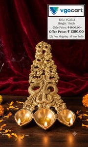 Premium Brass Deity Face Aarthi with Naga Handle | Antique Ritual Diya for Sacred Mandir Decor (India)