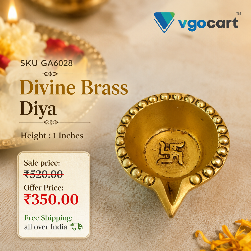 Premium Brass Swastik Agal Diya | Auspicious Swasthi Vilakku for Vastu & Heritage Pooja Decor