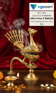 Premium Brass Mayur Sambrani Stand | Antique Peacock Dhoop Burner for Vastu & Pooja Mandir