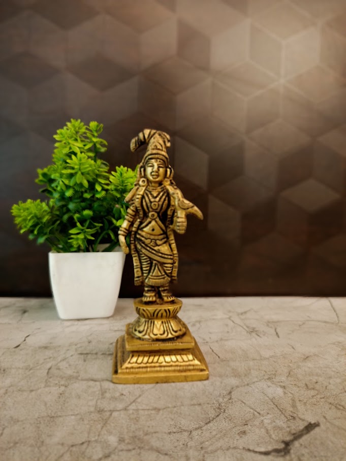 Premium Brass Goddess Andal Idol | Divine Srivilliputhur Alvar Statue for Vastu & Marital Bliss