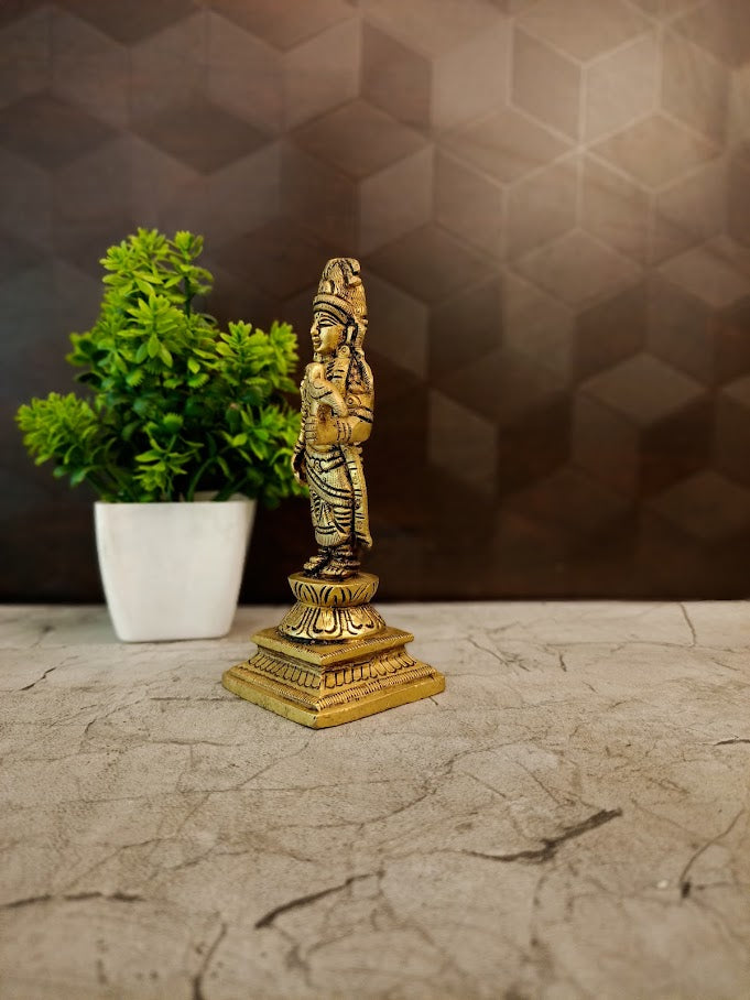 Premium Brass Goddess Andal Idol | Divine Srivilliputhur Alvar Statue for Vastu & Marital Bliss