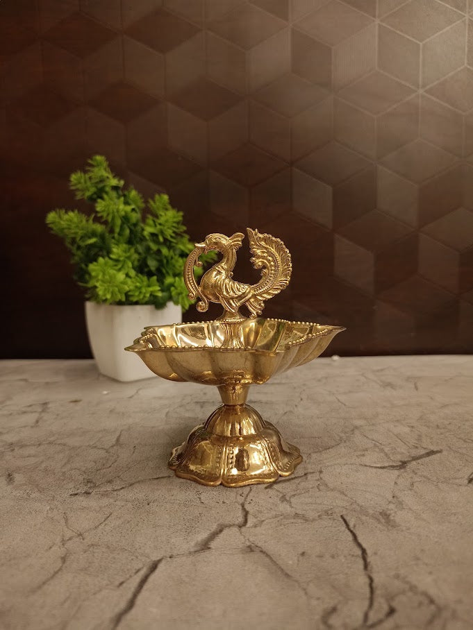 Premium Fine Art Brass Annam Diya | Majestic Hamsa Bird Deepam for Vastu, Purity & Luxury Heritage Decor