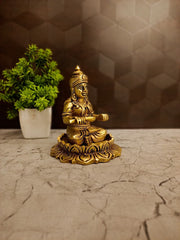 Premium Brass Annapoorani on Lotus Base Idol | Divine Goddess of Nourishment Statue for Kitchen Vastu & Wealth