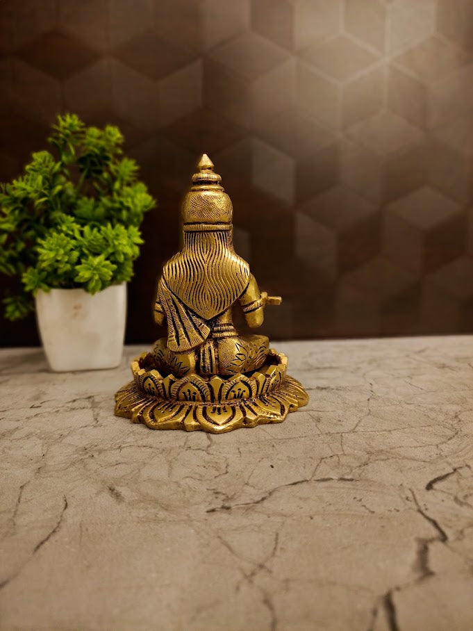 Premium Brass Annapoorani on Lotus Base Idol | Divine Goddess of Nourishment Statue for Kitchen Vastu & Wealth