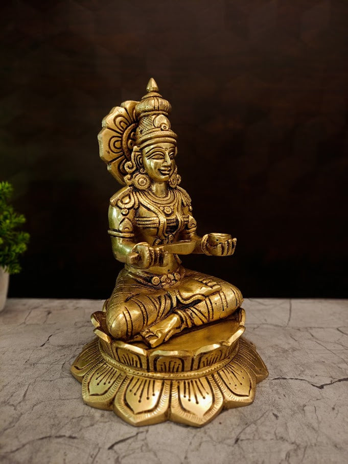 Buy Premium Brass Annapoorani On Lotus Base Idol For Vastu Nourishment And Kitchen Decor