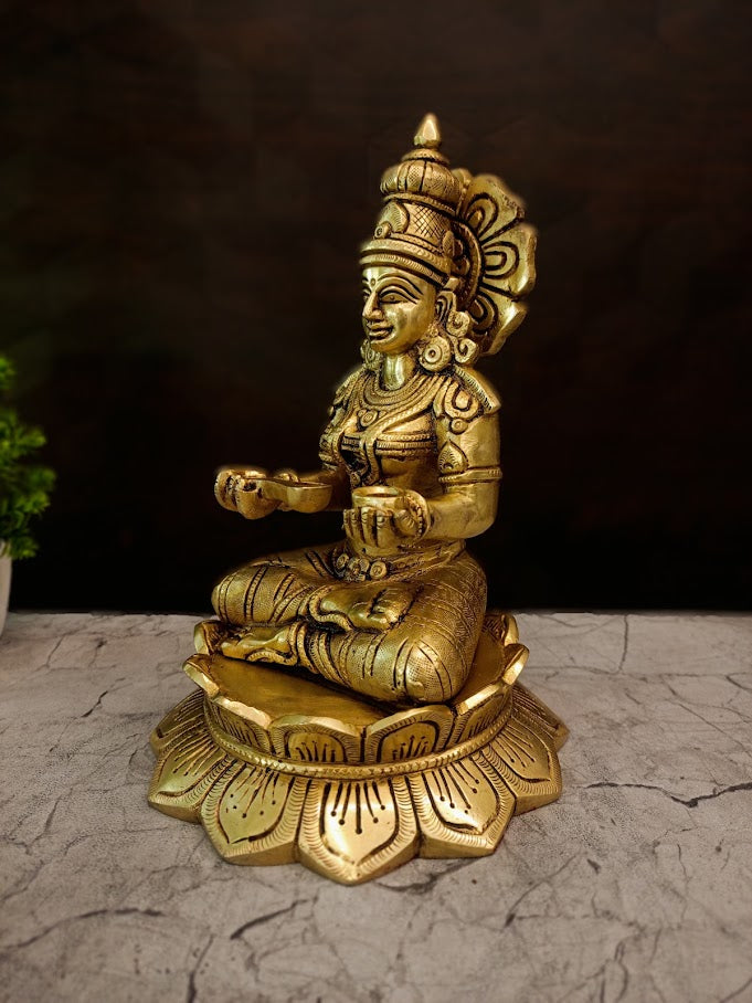 Buy Premium Brass Annapoorani On Lotus Base Idol For Vastu Nourishment And Kitchen Decor