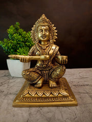 Premium Brass Goddess Annapoorani Idol | Sacred Deity of Abundance and Nourishment for Kitchen & Vastu