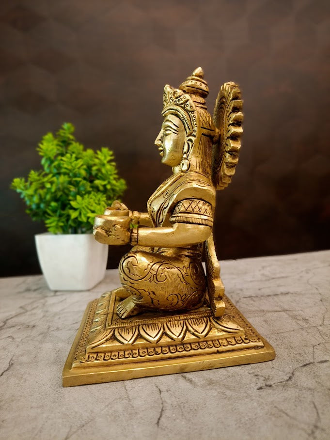 Premium Brass Goddess Annapoorani Idol | Sacred Deity of Abundance and Nourishment for Kitchen & Vastu
