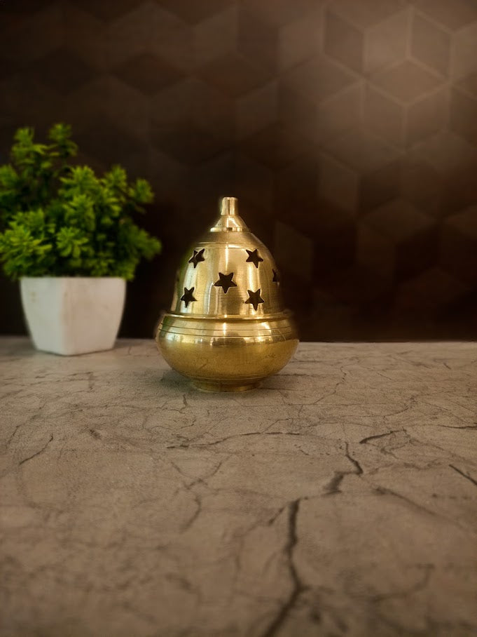 Premium Brass Apple Diya | Elegant Designer Oil Lamp for Pooja, Festive Decor & Gifting