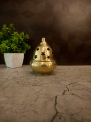 Premium Brass Apple Diya | Elegant Designer Oil Lamp for Pooja, Festive Decor & Gifting