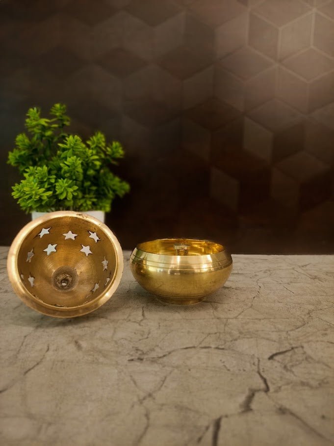 Premium Brass Apple Diya | Elegant Designer Oil Lamp for Pooja, Festive Decor & Gifting
