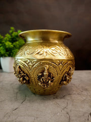Premium Brass Ashtalakshmi Kalasam | Sacred 8-Form Goddess Chombu for Vastu & Wealth Pooja