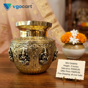 Premium Brass Ashtalakshmi Kalasam | Antique 8 Wealth Goddess Pooja Lota for Vastu & Sacred Mandir Decor (India)