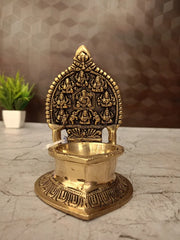 Premium Large Brass Gajalakshmi Diya | Majestic Elephant Goddess Vilakku for Vastu & Supreme Wealth