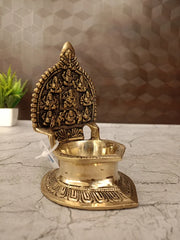 Premium Large Brass Gajalakshmi Diya | Majestic Elephant Goddess Vilakku for Vastu & Supreme Wealth